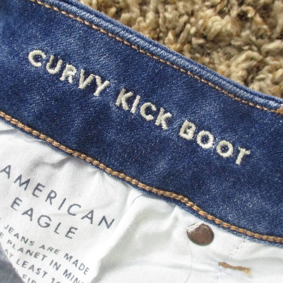 American Eagle Jeans Women's 12 X-Short Dark Wash Curvy Kick Boot Stretch Denim - Picture 7 of 8